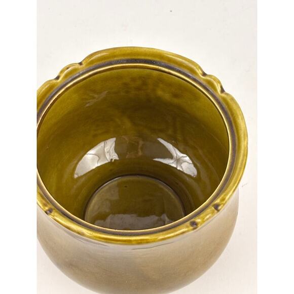 California Pottery Cookie Jar 2004 Mustard Yellow Embossed Fruit VTG Kitchen - Picture 12 of 15